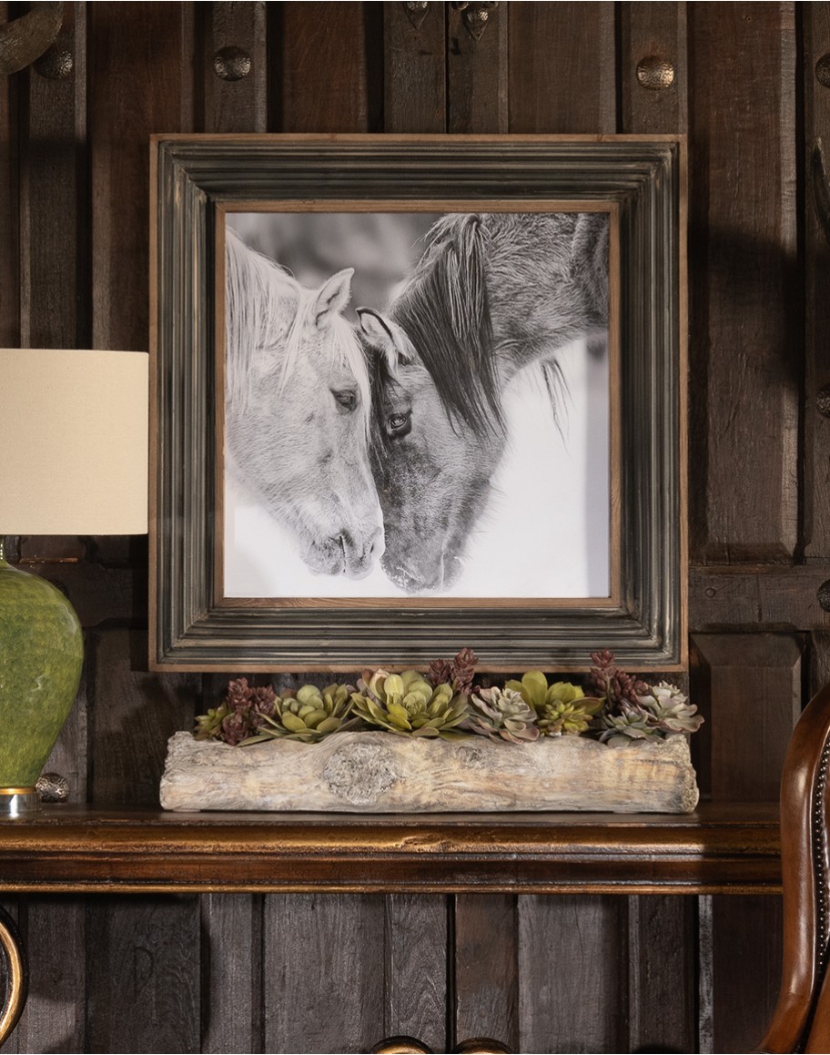 Custom Black and White Horse Framed Print