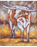 painting of long horn cow