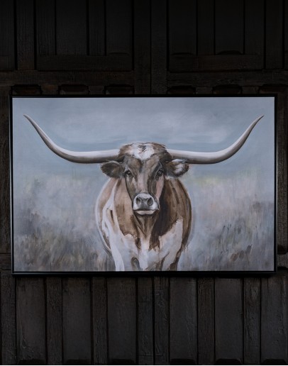 Horns Up Western Framed Artwork