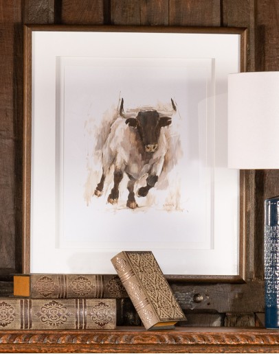 lowest priced rustic bull framed print by uttermost