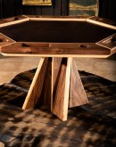 black walnut wood poker table with leather top