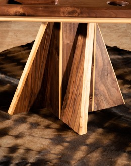 black walnut wood poker table with leather top