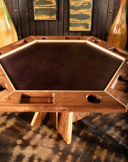 black walnut wood poker table with leather top