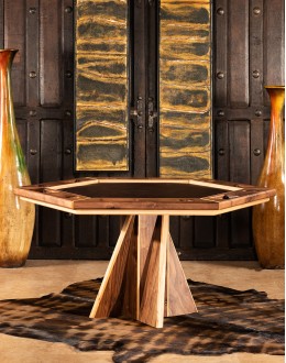 black walnut wood poker table with leather top