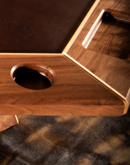 black walnut wood poker table with leather top