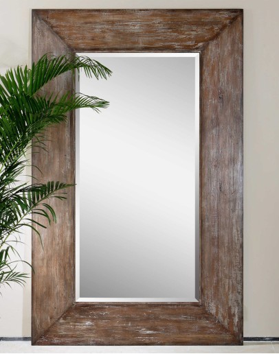 Langford Mirror distressed wood framed floor mirror