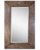 distressed wood framed floor mirror