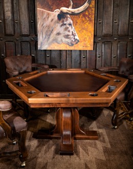 solid wood poker table with leather top