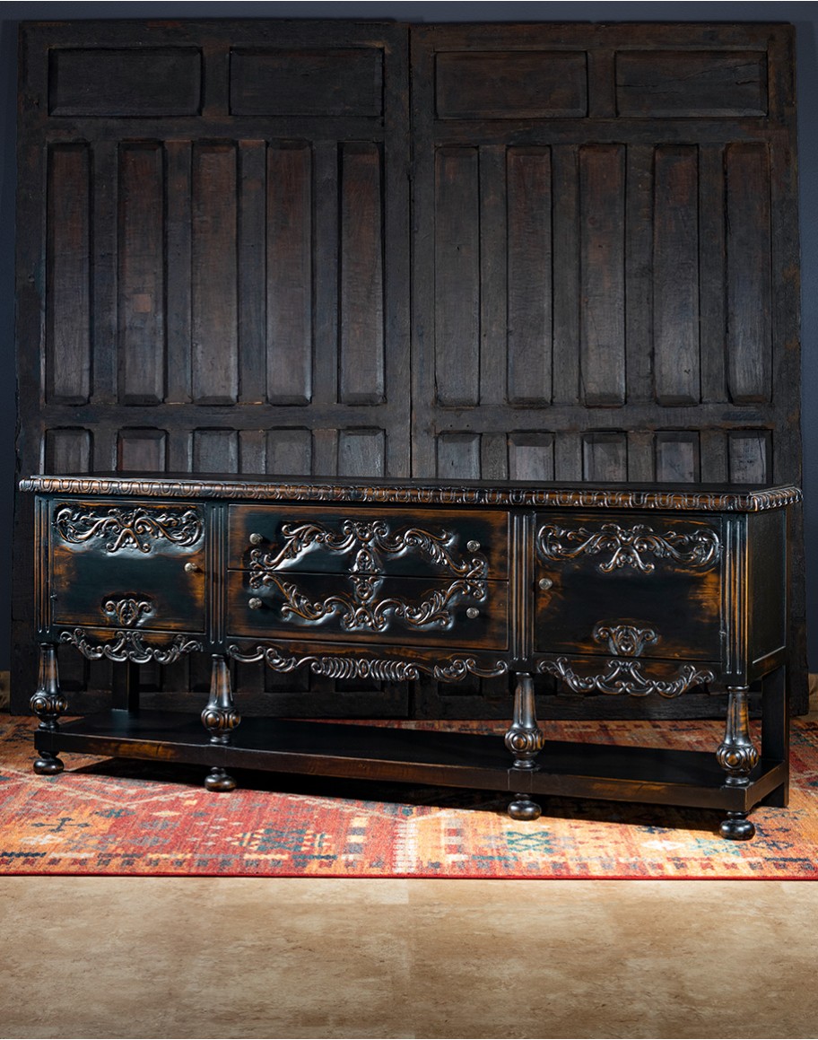 unique hand carved wood buffet