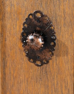 brown carved wood buffet with hand carvings