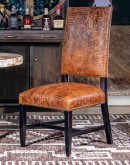modern rustic style dining chair with all over saddle tan croc leather