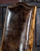 dining chair with distressed leather and real axis deer skin