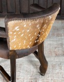 game chair with axis deer hide and brown tufted leather seat cushions