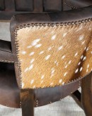 game chair with axis deer hide and brown tufted leather seat cushions