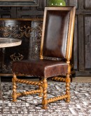 barley twist dining chair with light brown leather