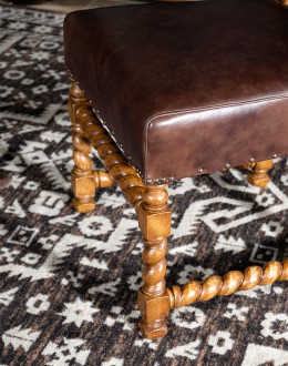 barley twist dining chair with light brown leather