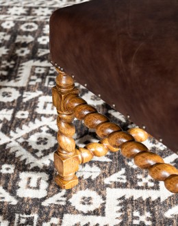 barley twist dining chair with light brown leather