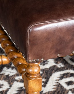 barley twist dining chair with light brown leather