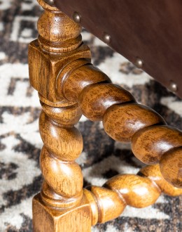 barley twist dining chair with light brown leather
