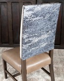 high quailty dining chair with cream tweed fabric and taupe brown leather seat cushion