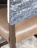 high quailty dining chair with cream tweed fabric and taupe brown leather seat cushion