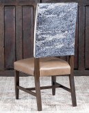 high quailty dining chair with cream tweed fabric and taupe brown leather seat cushion