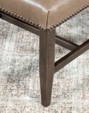 high quailty dining chair with cream tweed fabric and taupe brown leather seat cushion