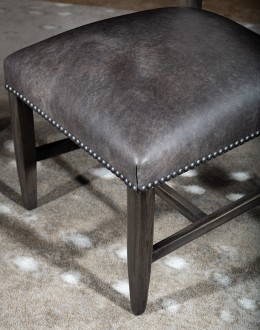 modern rustic style dining chair with fabric and leather seat cushion