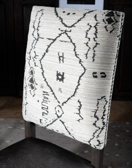 modern rustic style dining chair with fabric and leather seat cushion