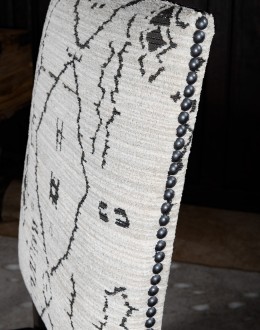 modern rustic style dining chair with fabric and leather seat cushion