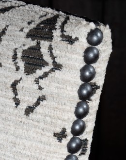 modern rustic style dining chair with fabric and leather seat cushion