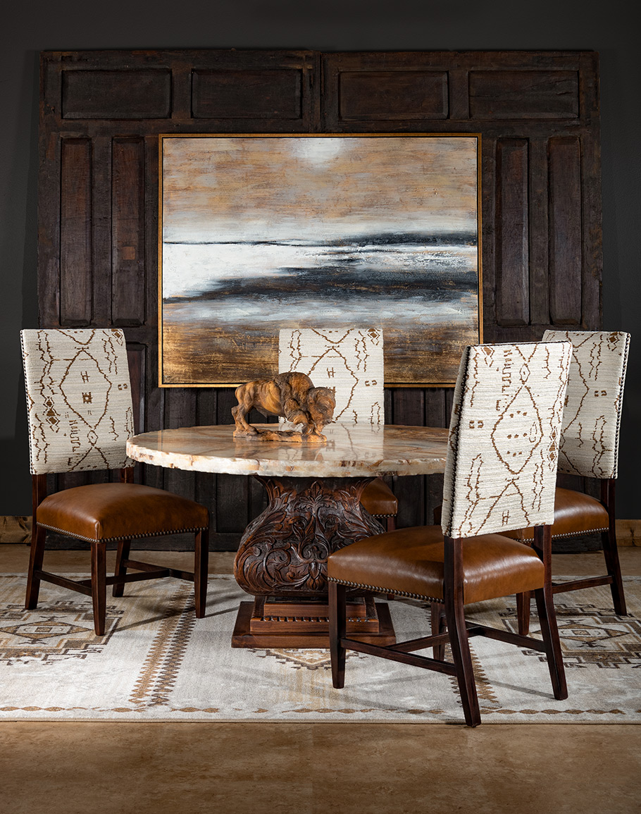 Carlsbad Dining Chair, Modern Rustic - Leather Fabric Mix