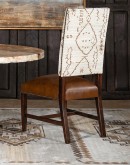 modern rustic style dining chair with fabric and leather seat cushion