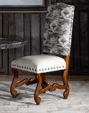 modern rustic style dining chair with fabric and leather seat cushion