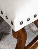 modern rustic style dining chair with fabric and leather seat cushion