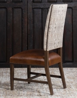 Chandler Dining Chair modern rustic style dining chair with fabric and leather seat cushion