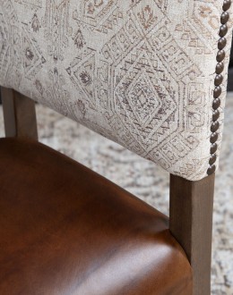 Chandler Dining Chair modern rustic style dining chair with fabric and leather seat cushion