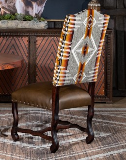 Cordova Dining Chair southwestern style dining chair with fabric and leather seat cushion