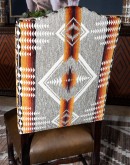 southwestern style dining chair with fabric and leather seat cushion