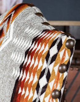 Cordova Dining Chair southwestern style dining chair with fabric and leather seat cushion