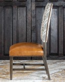 southwestern fabric dining chair with leather seat cushion