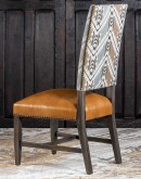 southwestern fabric dining chair with leather seat cushion