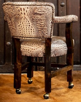 game chair with embossed white croc leather