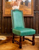turquoise leather dining chair