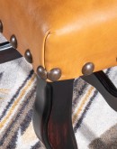 southwestern style dining chair with fabric and leather seat cushion