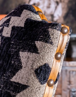 southwestern style dining chair with fabric and leather seat cushion