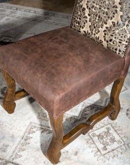 spanish style dining room chair,rustic ranch embossed leather dining chair