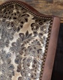 spanish style dining room chair,rustic ranch embossed leather dining chair