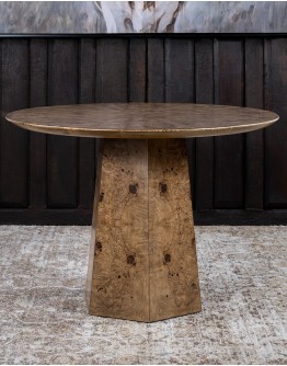 Burl Wood Round Dining Table