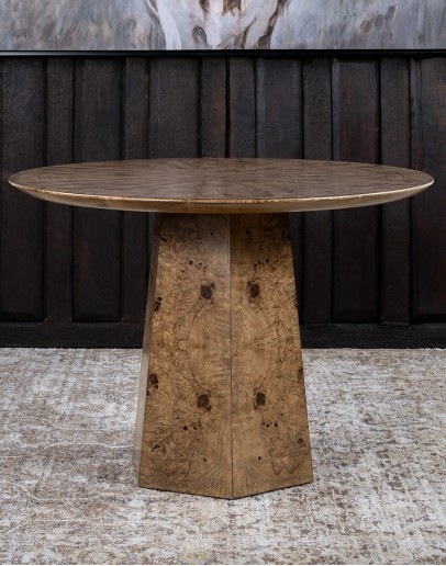 Burl Wood Round Dining Table